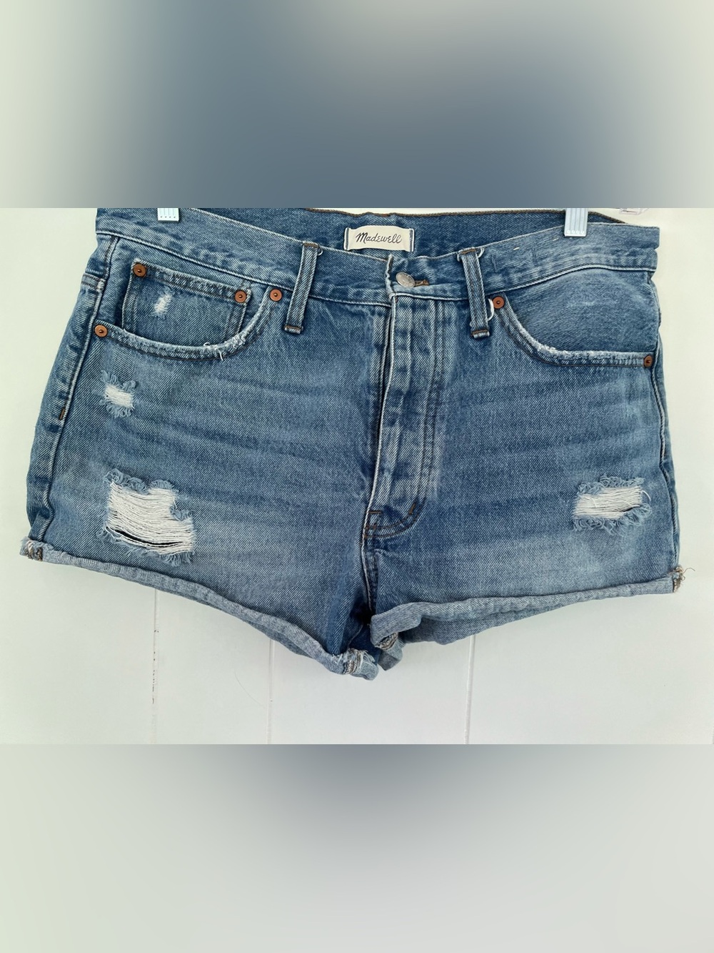 Madewell‎ Relaxed Denim Shorts Blue Medium Wash Size 30 Jean Casual Classic Boho - Picture 4 of 15